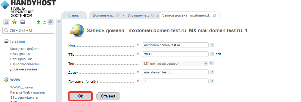 Как добавить txt запись в dns домена reg ru