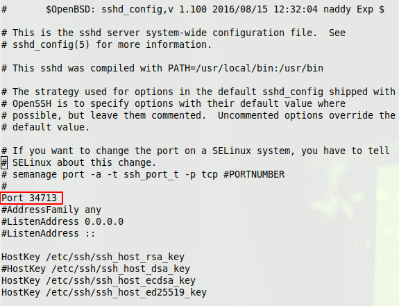 Смена порта для SSH